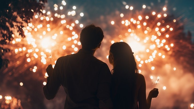 couple watching fireworks
